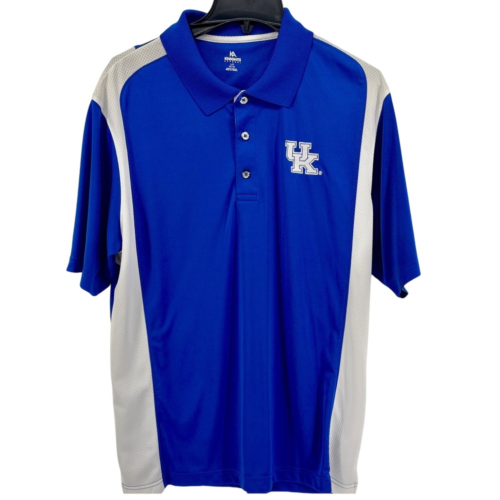 Knights Apparel Kentucky Wildcats Mens Large Blue White Mesh Polo Shirt NCAA UK